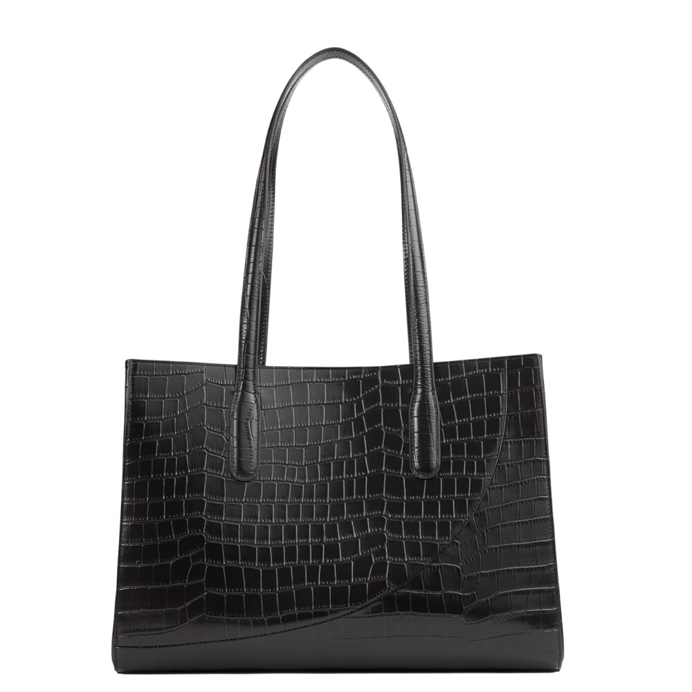 L.K. Bennett Olivia Black Croc Effect Oloid Tote Bag